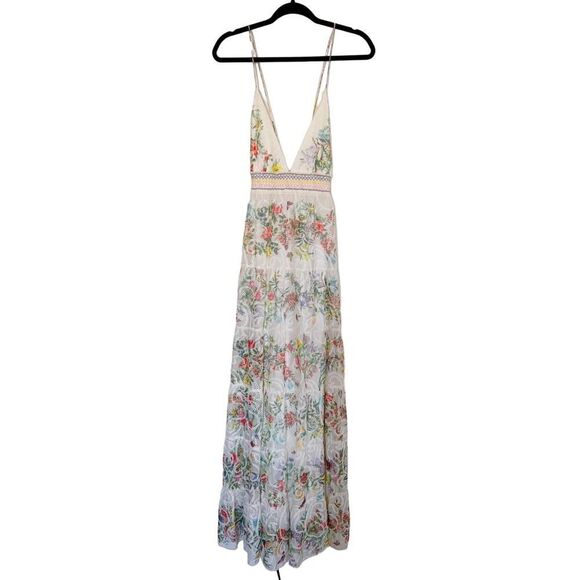 ALICE & OLIVIA Karolina Smocked Waist Tiered Maxi Dress  US12 - Picture 8 of 11